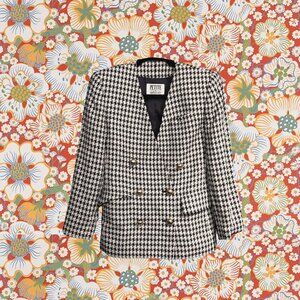 Vintage 80s houndstooth mini skirt suit